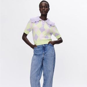Zara argyle sweater polo